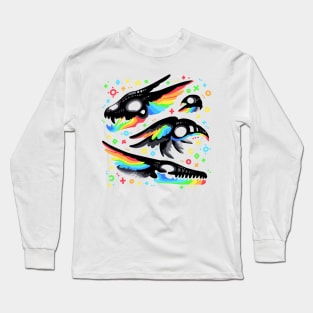 Winged Rainbow Skulls Long Sleeve T-Shirt